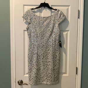 NWT Adrianna Papell Dress Silver Size 12